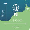 Regional compass, ruler and scale